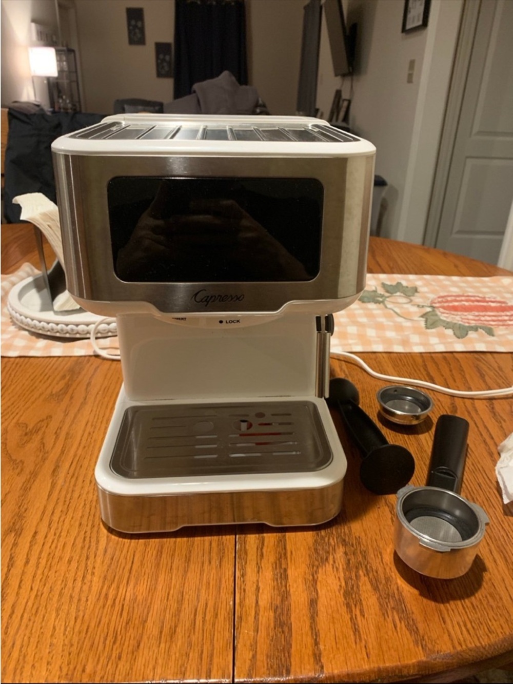 Capresso Espresso Maker in White with Stainless Accents